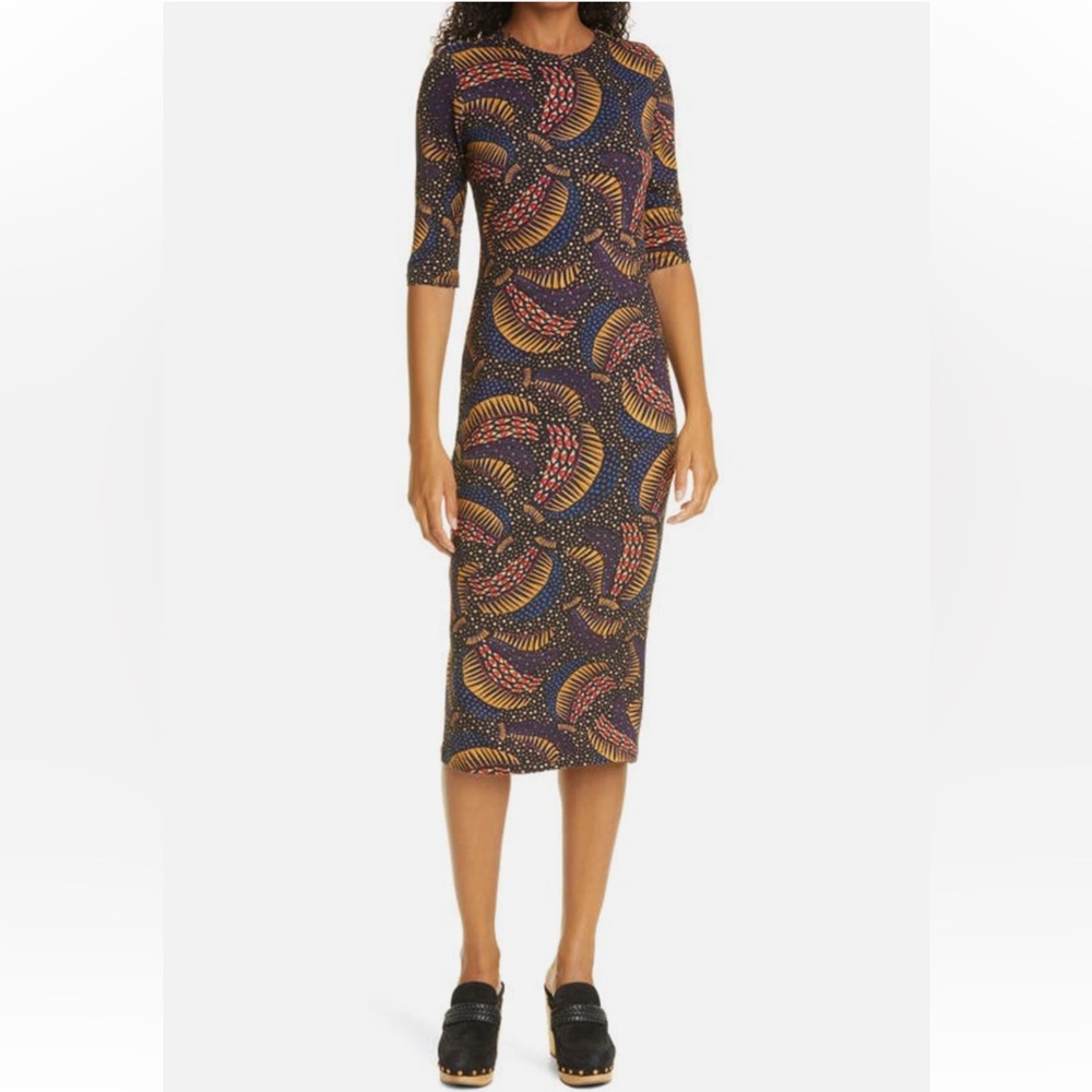 NWT FARM Rio Black Wild Bananas Jersey Dress